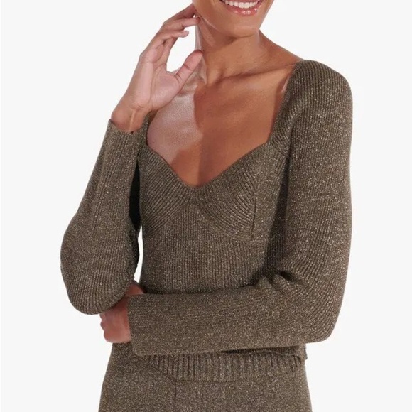 Staud Cerro Metallic Long Sleeve Sweater Top - Picture 3 of 7